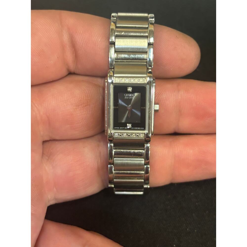 Citizens Eco-Drive Black Dial Silver Tone Women’s  Watch! It Works.